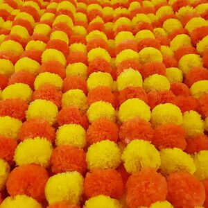 5 Pack Orange & Yellow Artificial Marigold Flower Garland