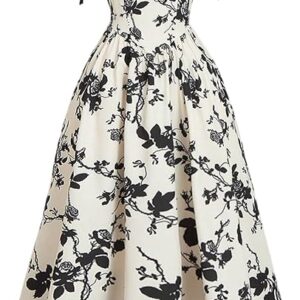 Women's Floral Tie Shoulder A Line Flared Cami Dress