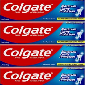 Colgate Maximum Cavity Protection Toothpaste, Fluoride Toothpaste with Calcium - Pack of 4