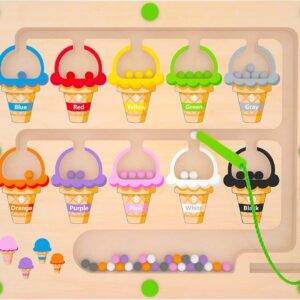 Magnetic Color & Number Maze - Montessori Wooden Color Matching