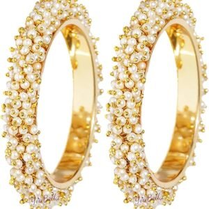 Traditional Jewellery Gold Plated And Pearl Bangle Set For Women