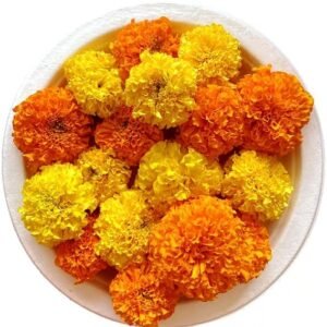 Fresh Yellow and Orange Marigold Flower Mix for Pooja 100g